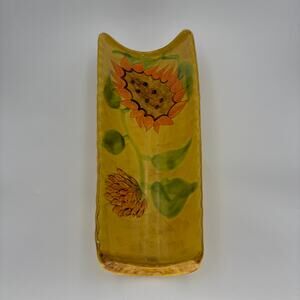 Vintage Fleur De Soleil Romancing Provence 19 Inch Sunflower Serving Cradle